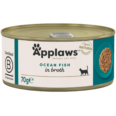 APPLAWS Natural – conservă hrană umedă complementară pentru pisici, pește oceanic în supă, 70 g